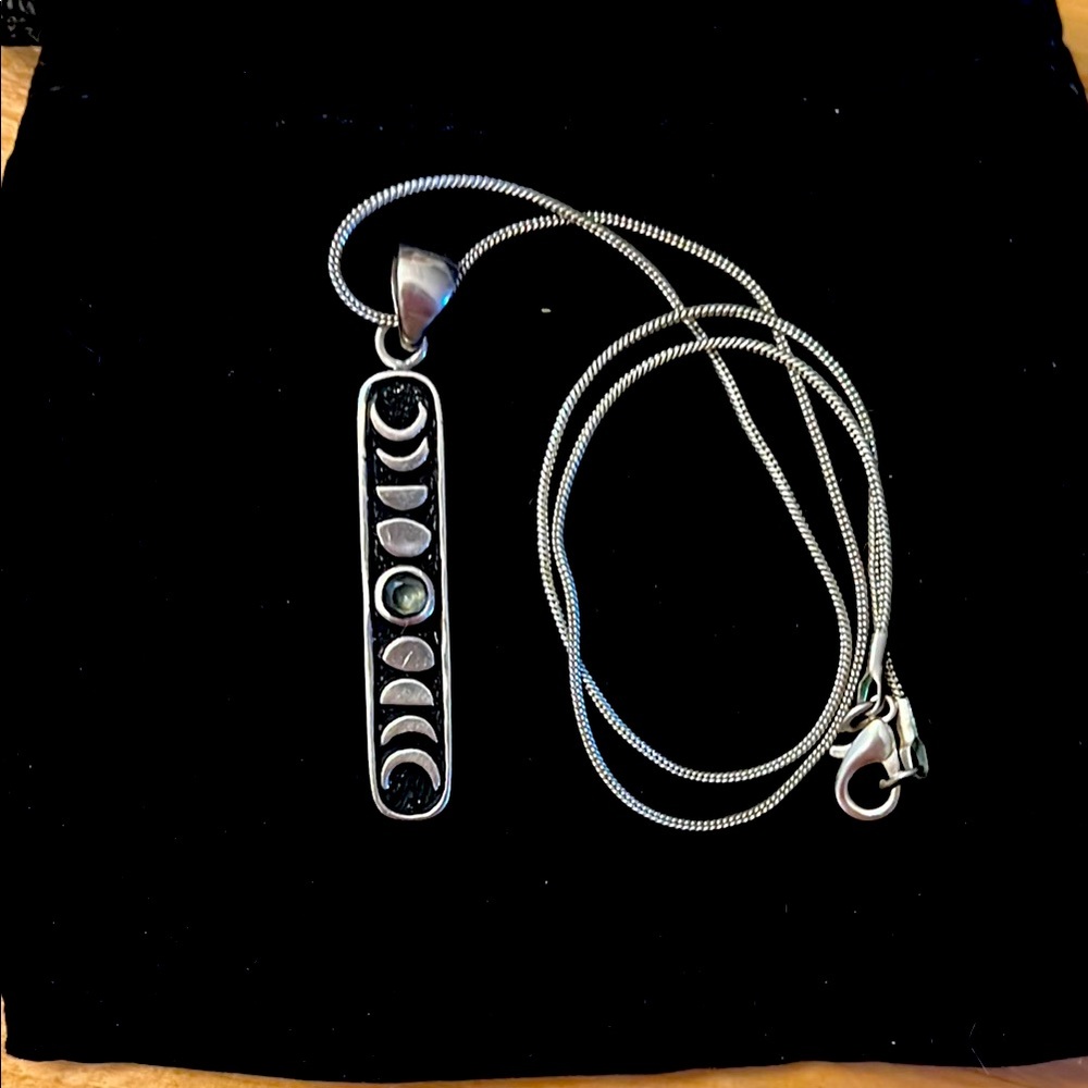 Silver Moon Phase Pendant Necklace